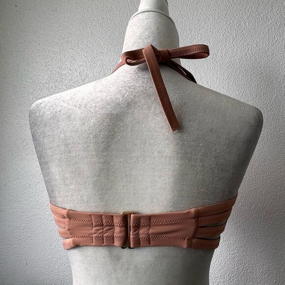 Shade & Shore Light Lift Halter Bikini Top Pink Orange SZ 38D - Picture 5 of 10